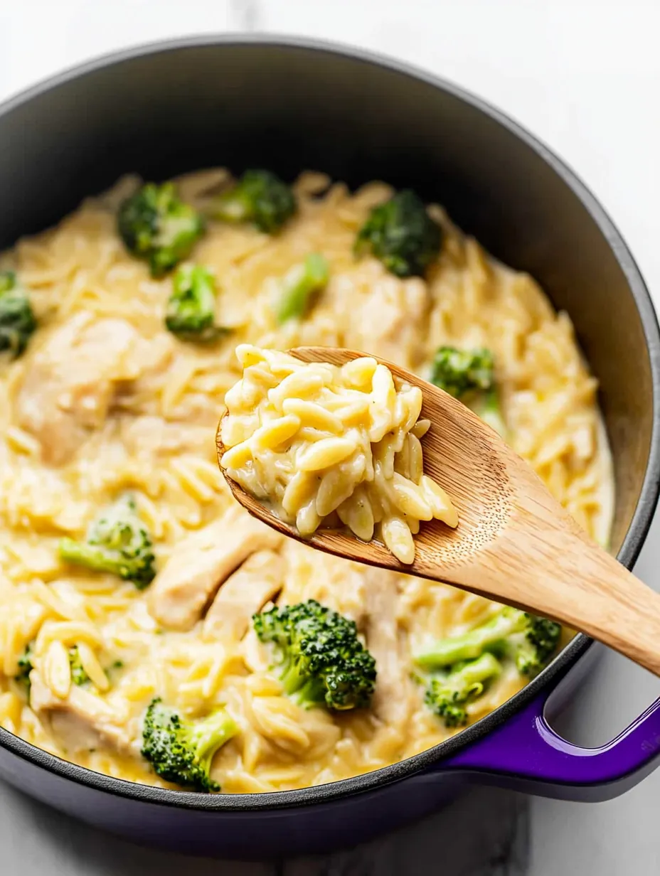 Easy Cheesy Chicken Broccoli Orzo Recipe