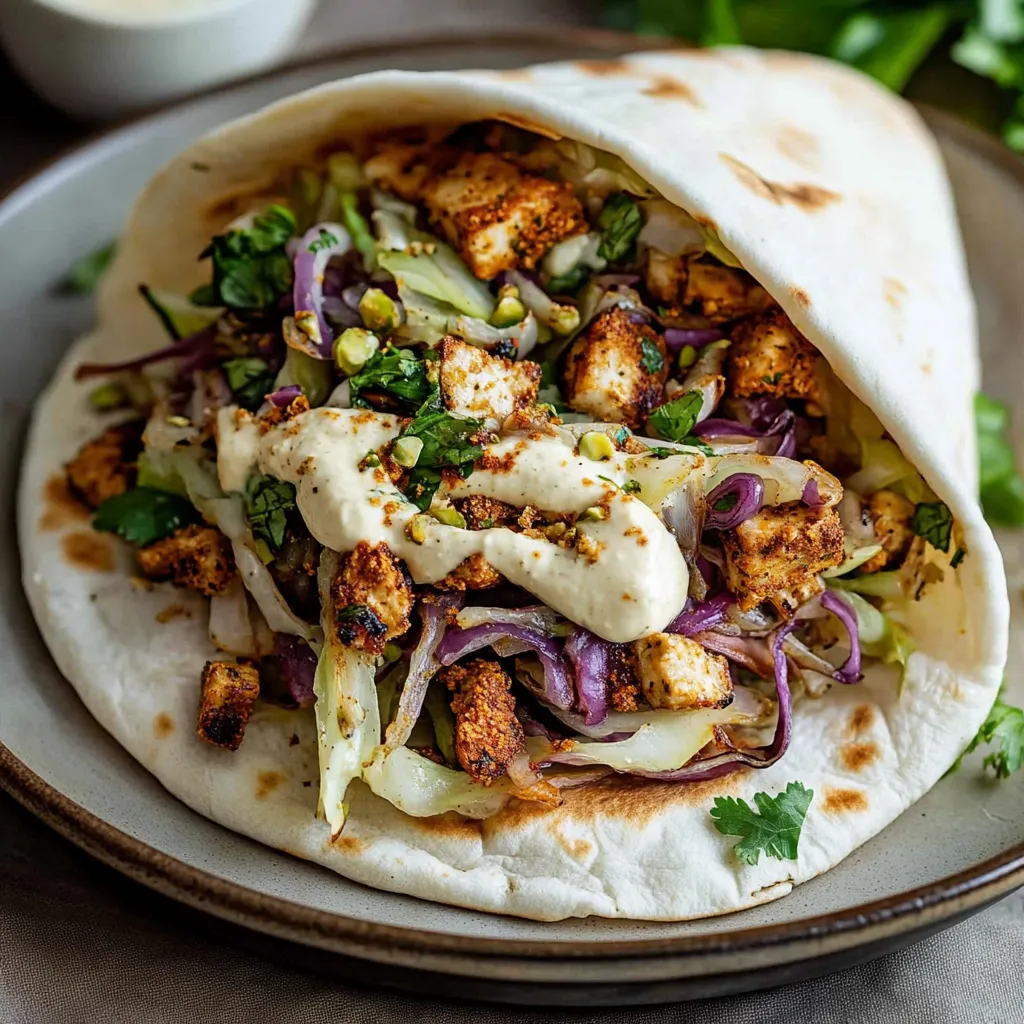 Crispy Shredded Za'atar Tofu Cabbage Wraps