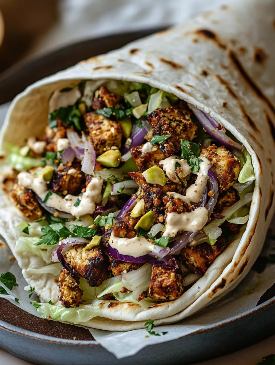 Crispy Shredded Za'atar Tofu Cabbage Wraps